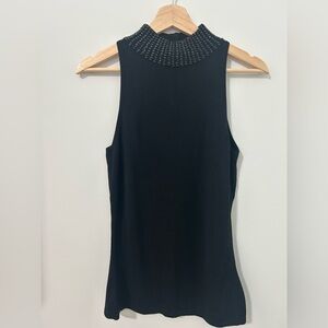 INC International Concepts Black Embellished Tank Top